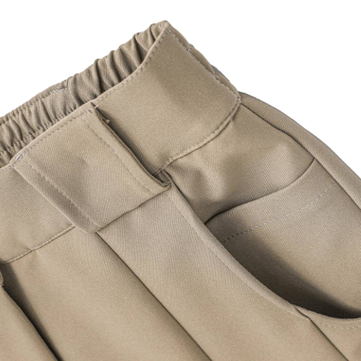 Premium Plain Pleated Seam Drape Wide Fit Stretch Pants