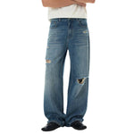 Heritage Washed Utility Loose Fit Floor-Length Denim Jeans