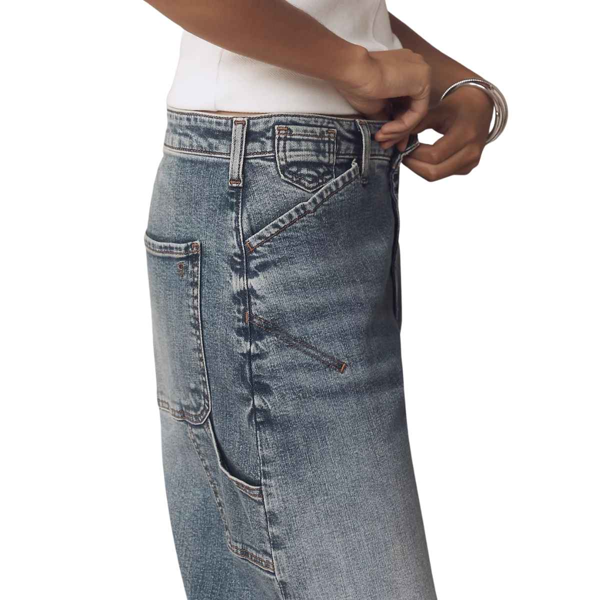 Women's Barrel Wide Leg Cuffed Jeans