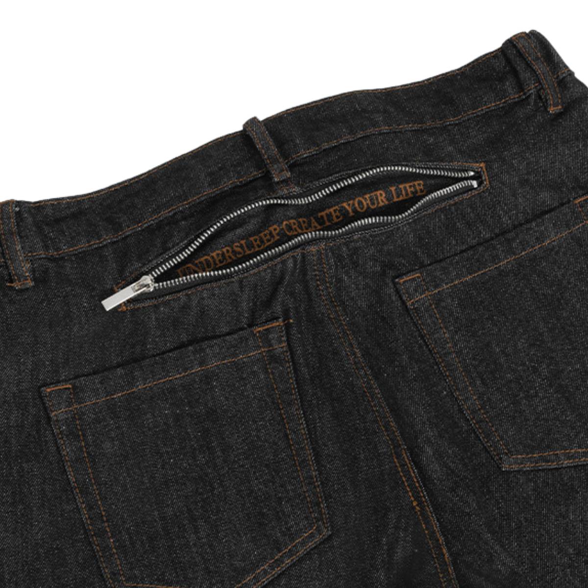 Washed Distressed Wide Leg Denim Jeans