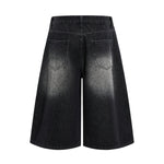 Washed Indigo Relaxed Fit Utility Denim Shorts
