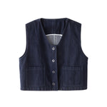 Women's Boxy Cropped Denim Vest