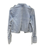 Women's Vintage Stand Collar Double Breasted Denim Jacket