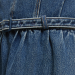 Puff Sleeve Belted Denim Mini Dress