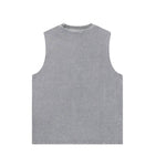 Acid Wash Raw Edge Sleeveless Tee
