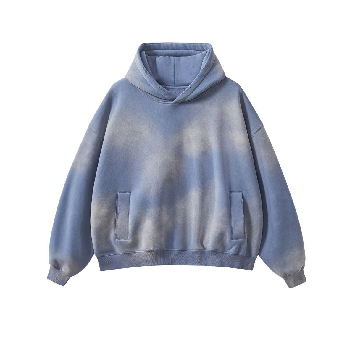 Oversized Spray-Bleach Distressed Fleece Hoodie