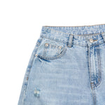 Wash Destroyed Pleated Baggy Jeans