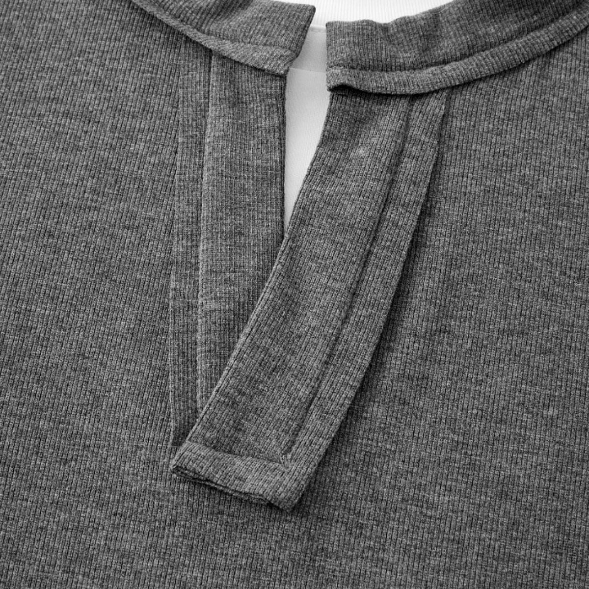 Quiet Luxury Fake Two‑Piece Henley Long Sleeve T‑Shirt