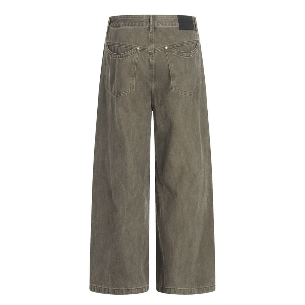 Men's Washed Punk Pleated Loose-Fit Casual Wide-Leg Denim Pants