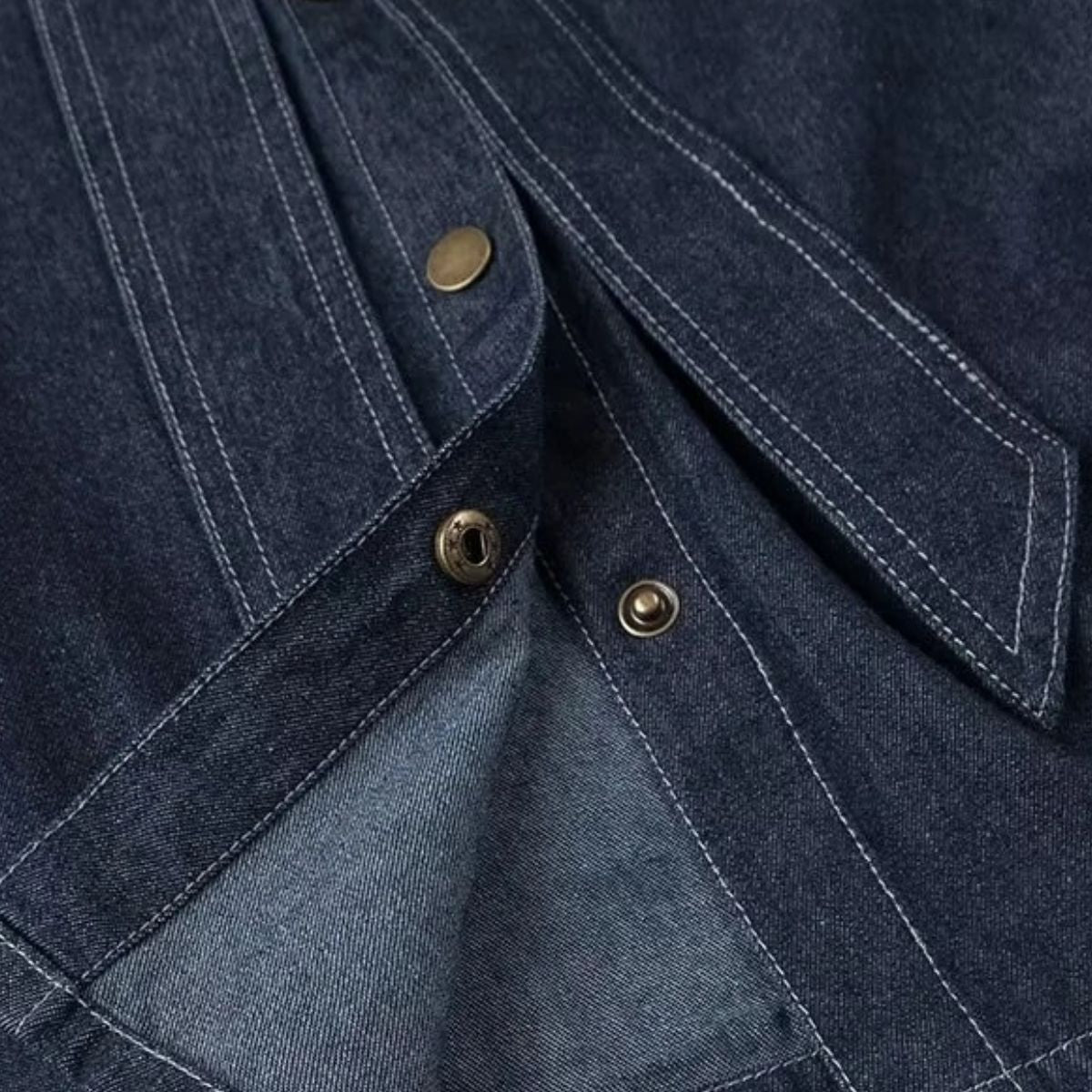 Stand-up Collar Bow Denim Blouse