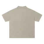 Retro Distressed Waffle Vintage Wash Polo T-Shirt