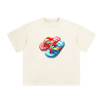 Couple Beach Slippers Comic Graphic Tee-INNBLAC Fashion Apparel