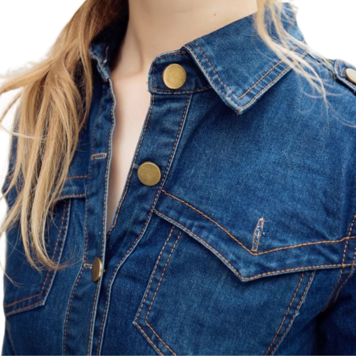 Long-Sleeve Button-Front Denim Midi Dress