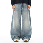 High Waisted Wide Leg Vintage Washed Casual Jeans
