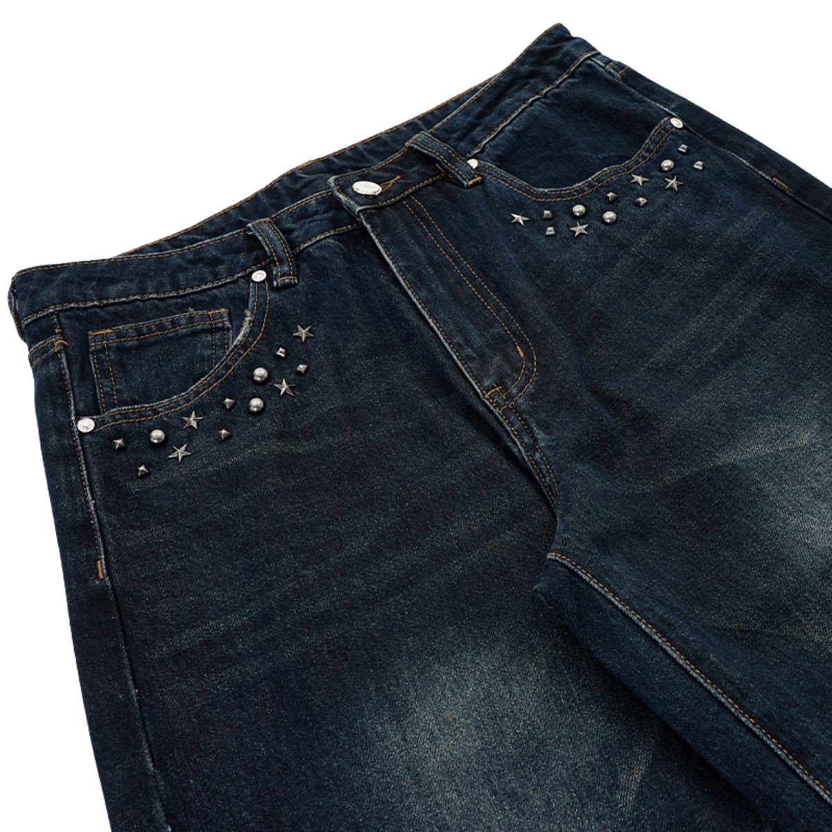 Vintage Studded Wide Leg Jeans