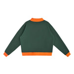 Mock Neck Sweatshirt With Contrast‑Color Stitching