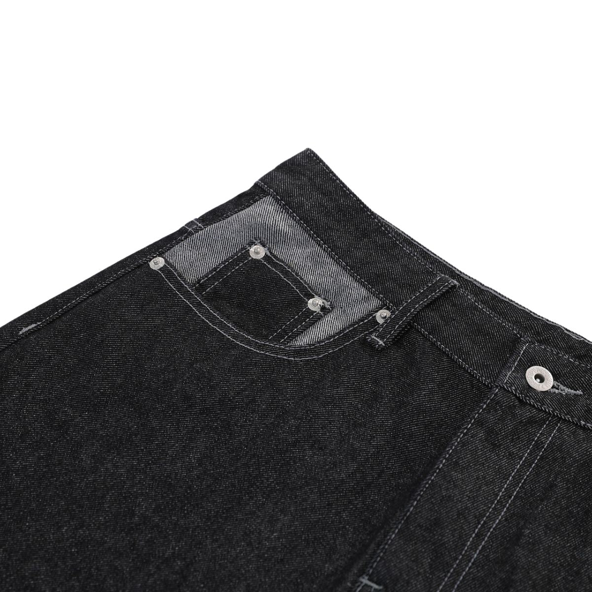 Raw Black Contrast Pocket Denim Bermuda Shorts