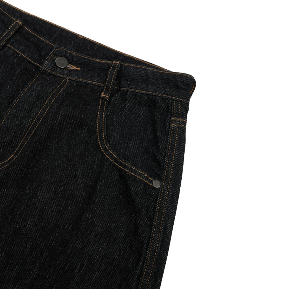 Raw Black Deconstructed Curved Wide‑Leg Jeans