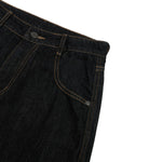 Raw Black Deconstructed Curved Wide‑Leg Jeans
