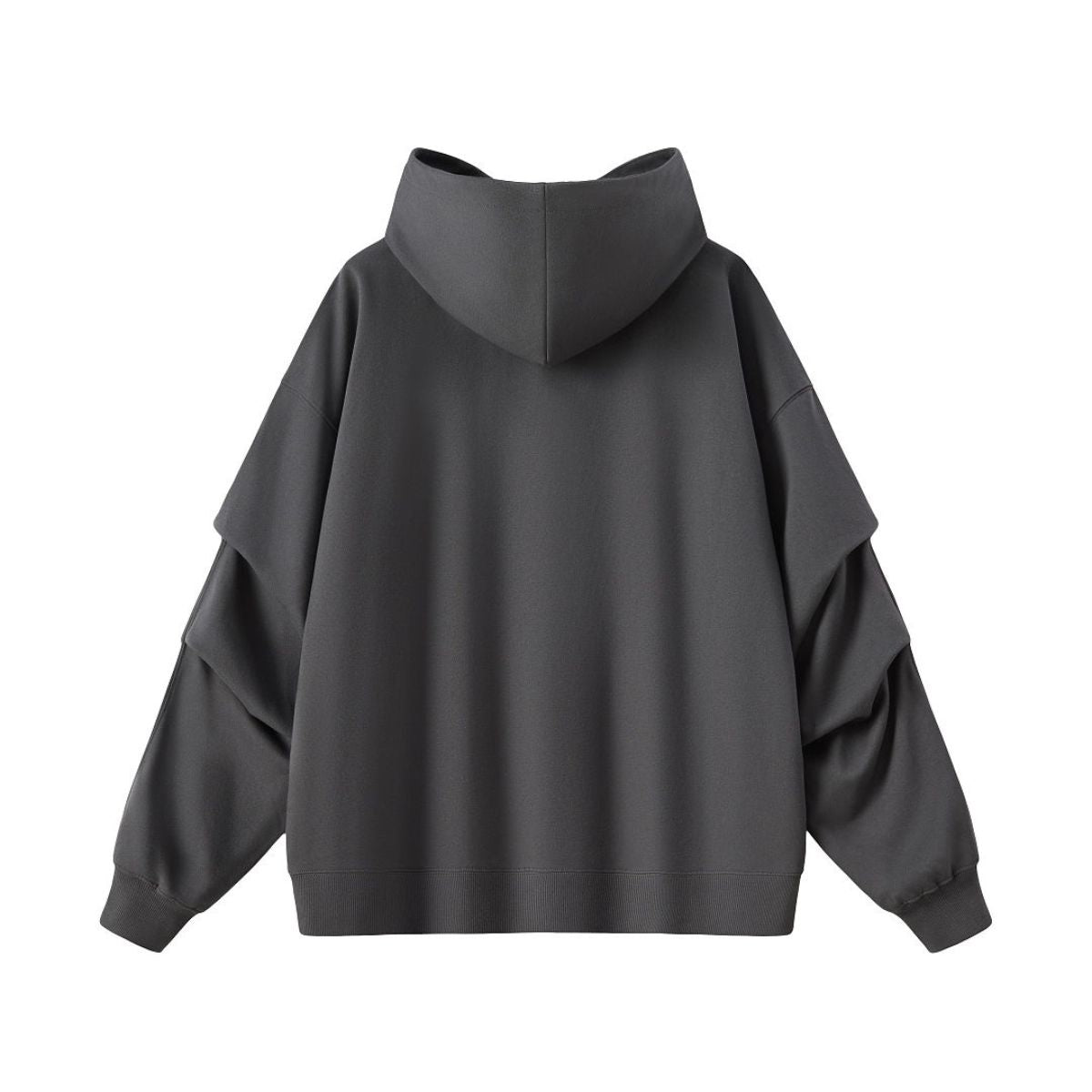 Hooded Terry Sweatshirt With Stacked Ruched Cuffs