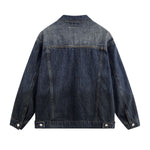 Unisex Retro Street style Distressed Washed Blue&yellow Mud-dyed Denim Jacket