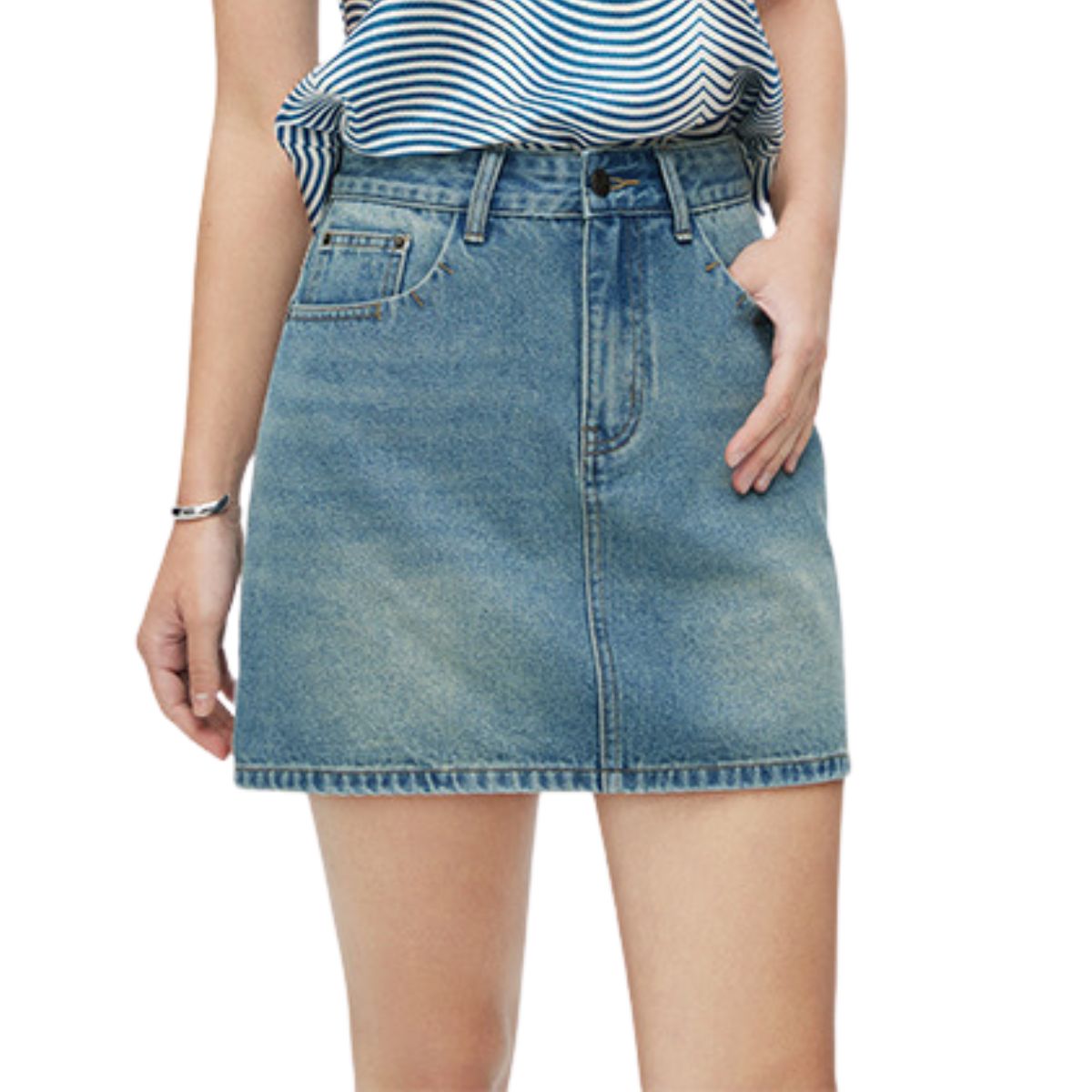 Women's Distressed Denim Mini Skirt