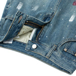 Rhinestone Embellished Paint-Splattered Mini Skirt