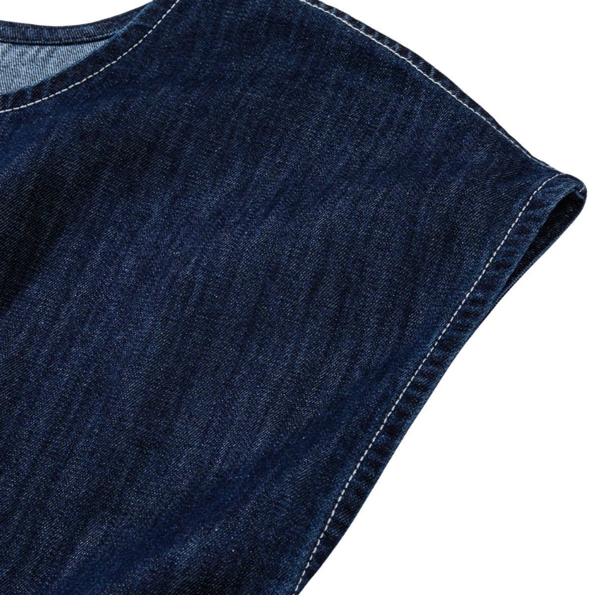 Denim Sleeveless Belted Midi Dress