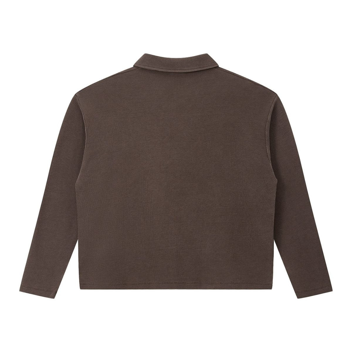 Waffle Knit Seagull Collar Drop‑Shoulder Loose Long Sleeve Top