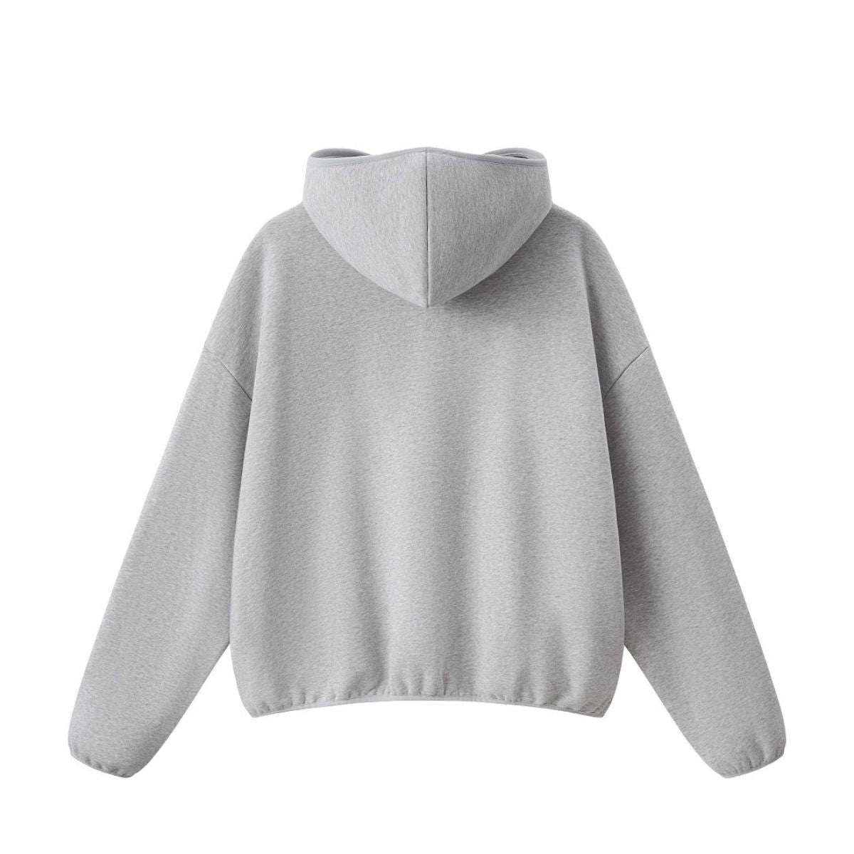 Boxy Contrast Webbing High Neck Face‑Cover Hoodie