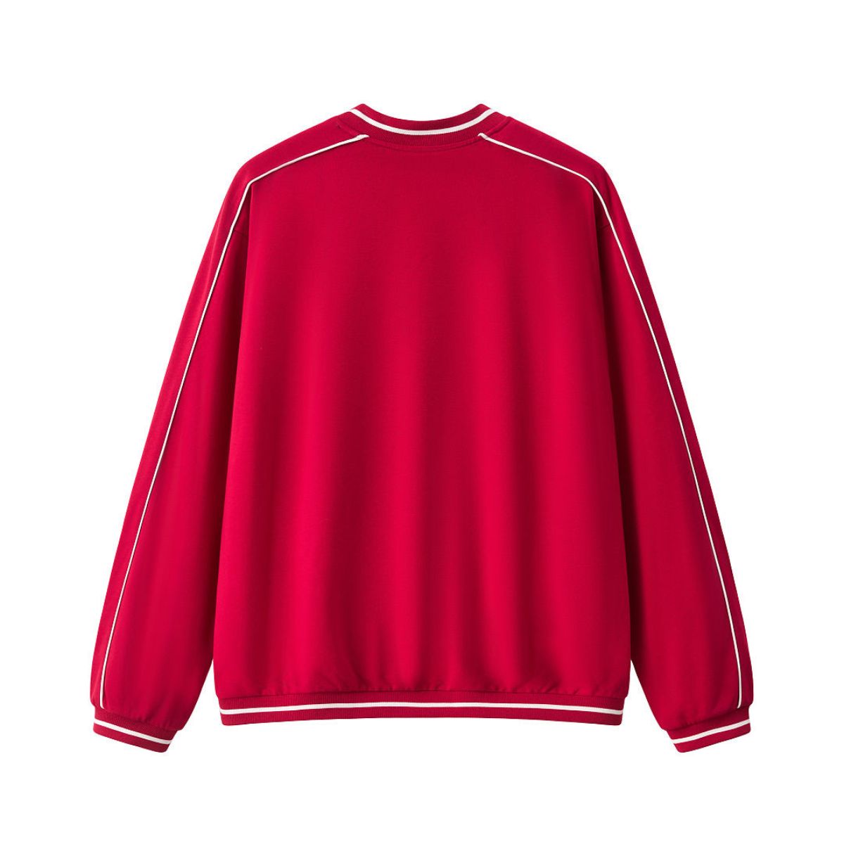 V Neck Contrast Color Drop Shoulder Sweatshirt Loose Fit Ribbed Cuffs