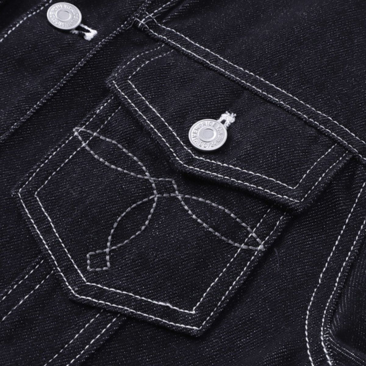 Unisex Textured Silhouette Slim Fit Workwear Denim Jacket