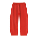 Vintage Washed Fleece‑Lined Elastic Waist Curved Leg Pants