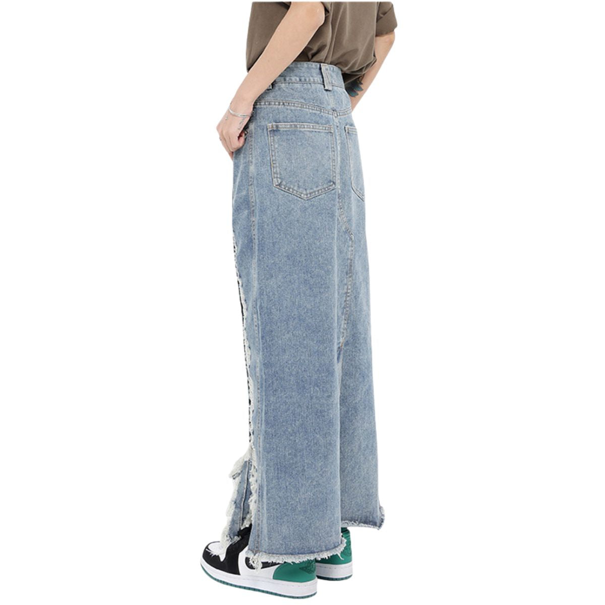 Women's Destroyed Denim Midi Skirt