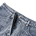 Falda vaquera con bordado de perlas y lavado vintage