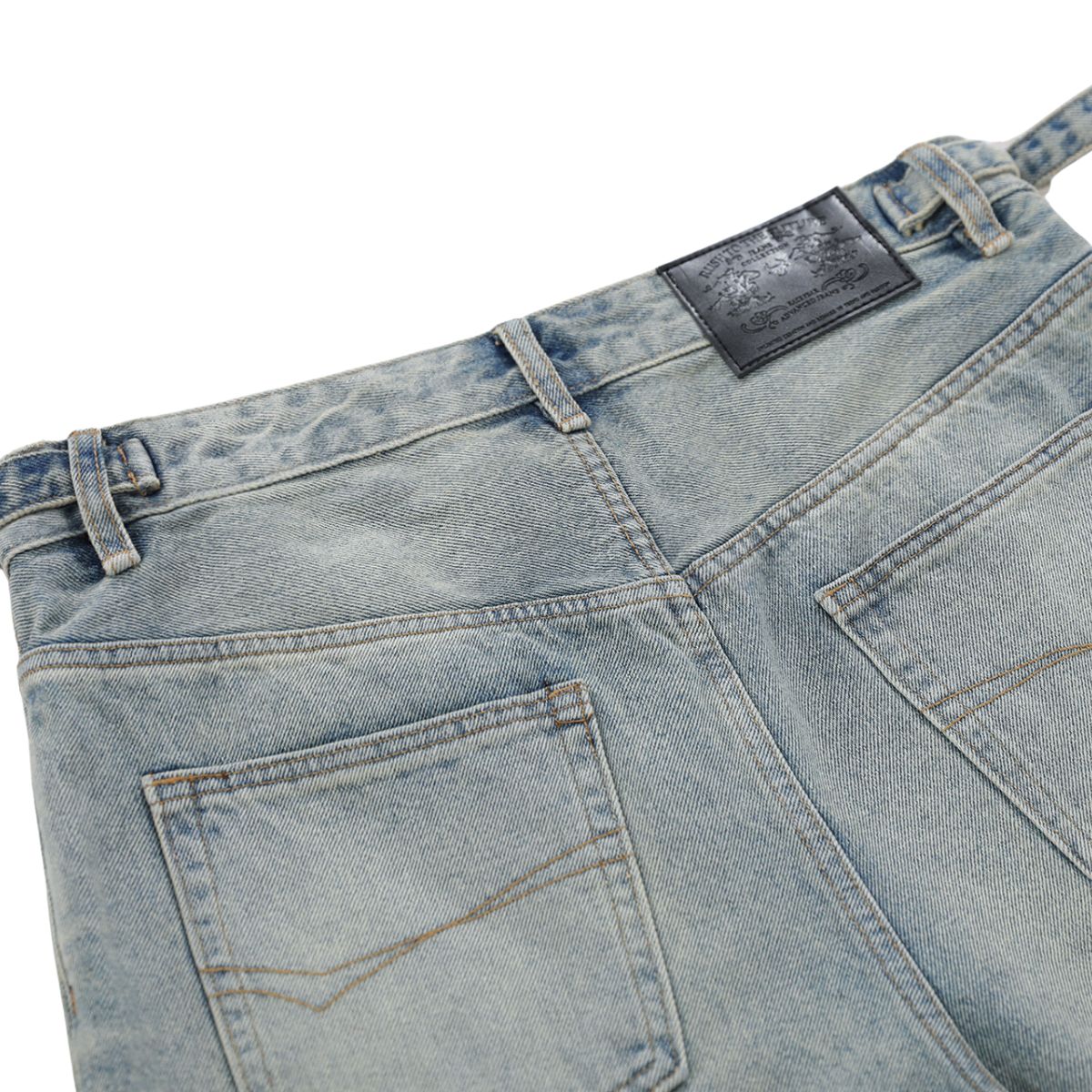 Vintage Washed Rhinestone Denim Bermuda Shorts