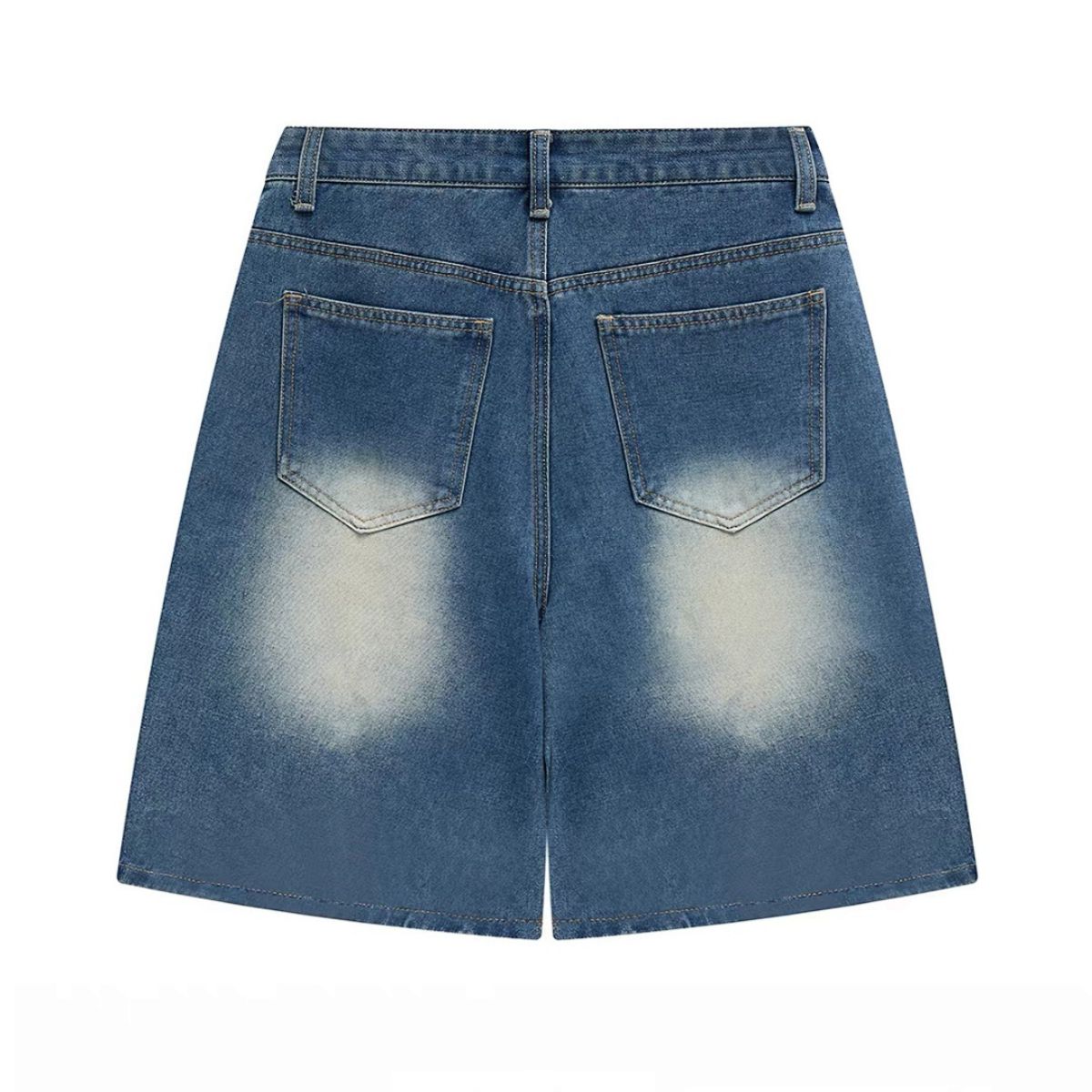 Floral Embroidery Washed Denim Shorts