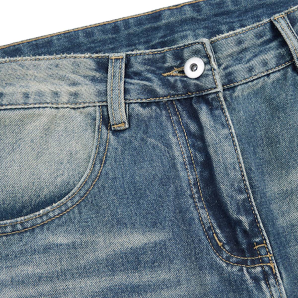 Washed Scythe Silhouette Wide Leg Denim Pants