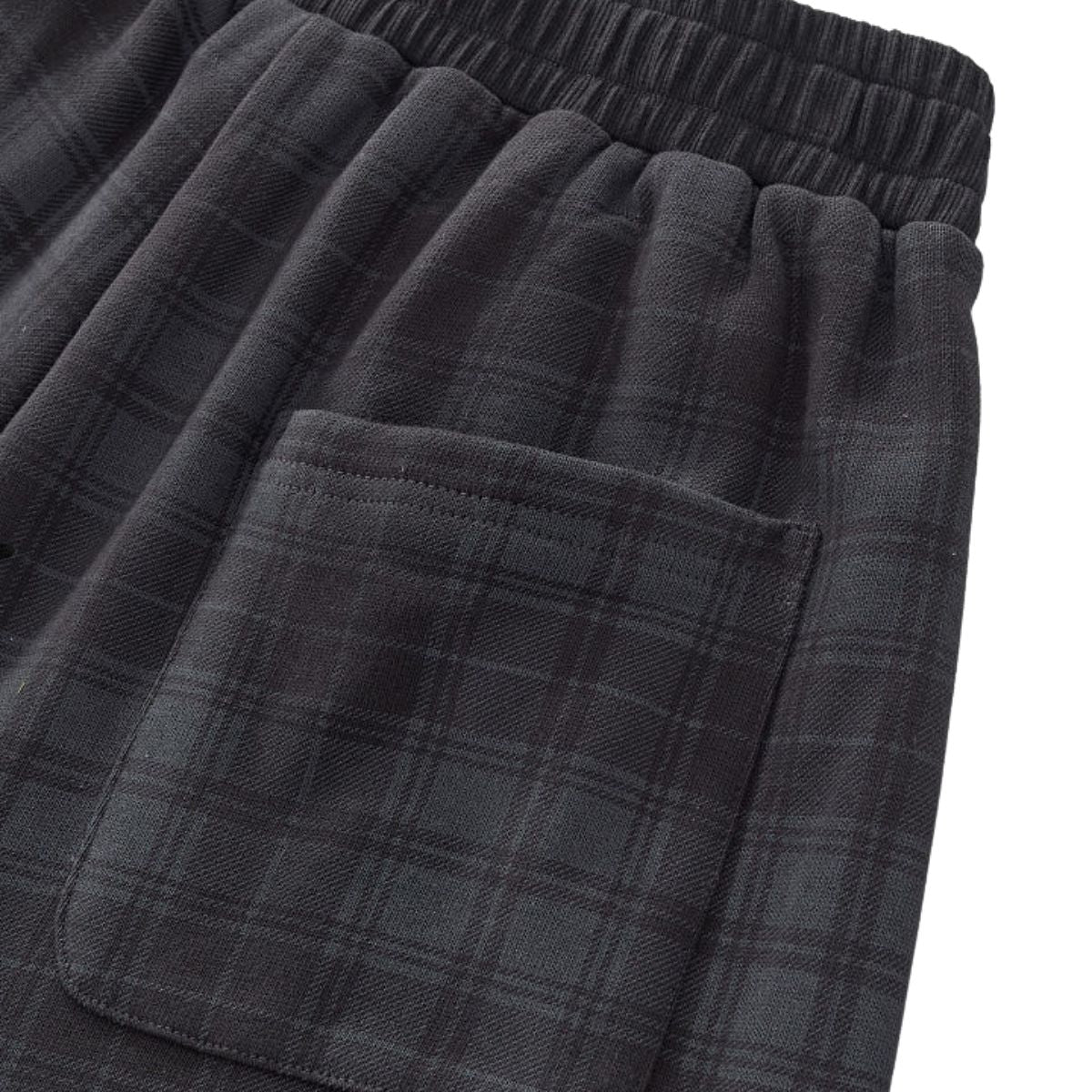 Plaid Straight Wide‑Leg Drapey Casual Pants