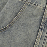 Retro Washed Distressed Stand Collar Hip-hop Short Denim Men's Jacket