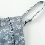 Floral Print Denim Spaghetti-Strap Dress