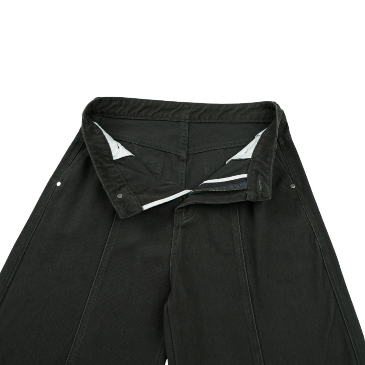 Relaxed Fit Seam Accent Wide‑Leg Trousers