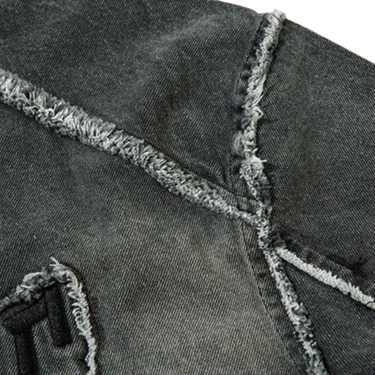 Oversized Stand-up Collar Washed Distressed Denim Jacket