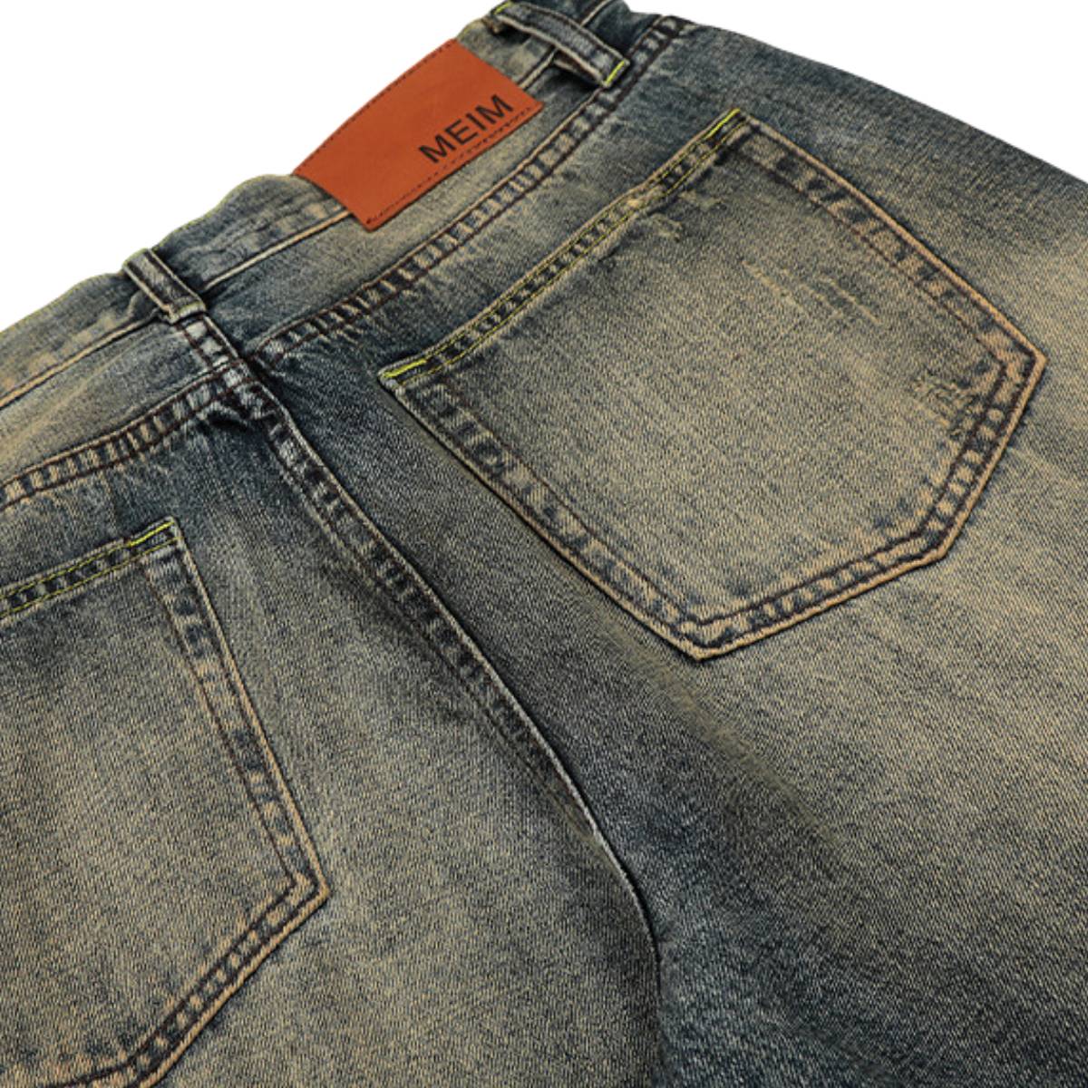 Vintage Heavy-Wash Ripped Deconstructed Baggy Wide-Leg Jeans