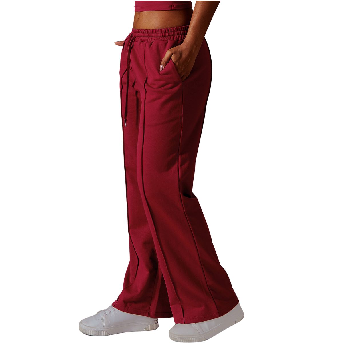 Women's Solid Pleated Cotton Trousers