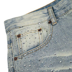 Rhinestone Washed Flare Jeans