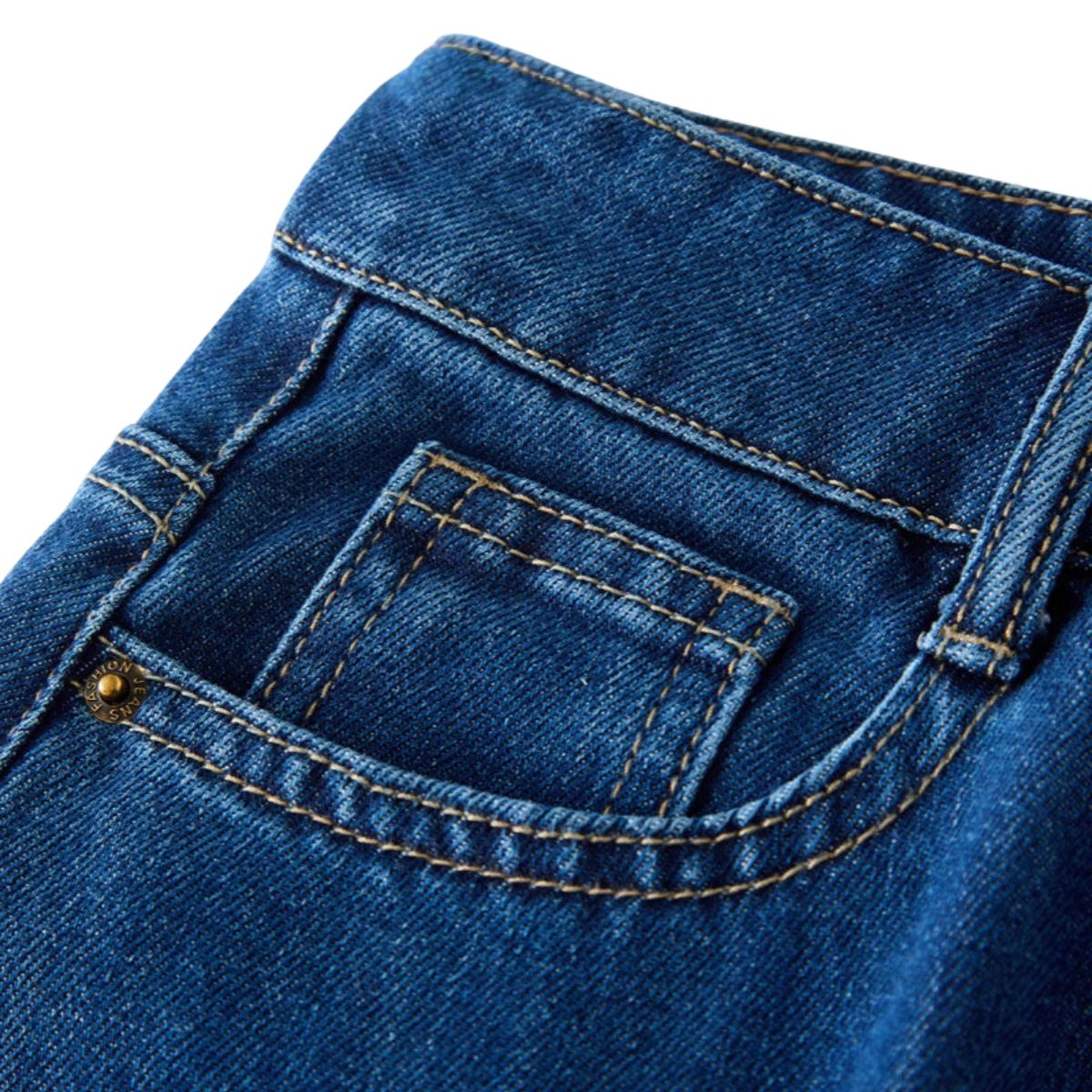 Falda vaquera con bordado de perlas y lavado vintage