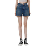 High-Rise Whisker Denim Shorts