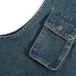 Relaxed Cropped Denim Tactical Vest