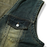 V-Neck Utility Denim Cargo Vest